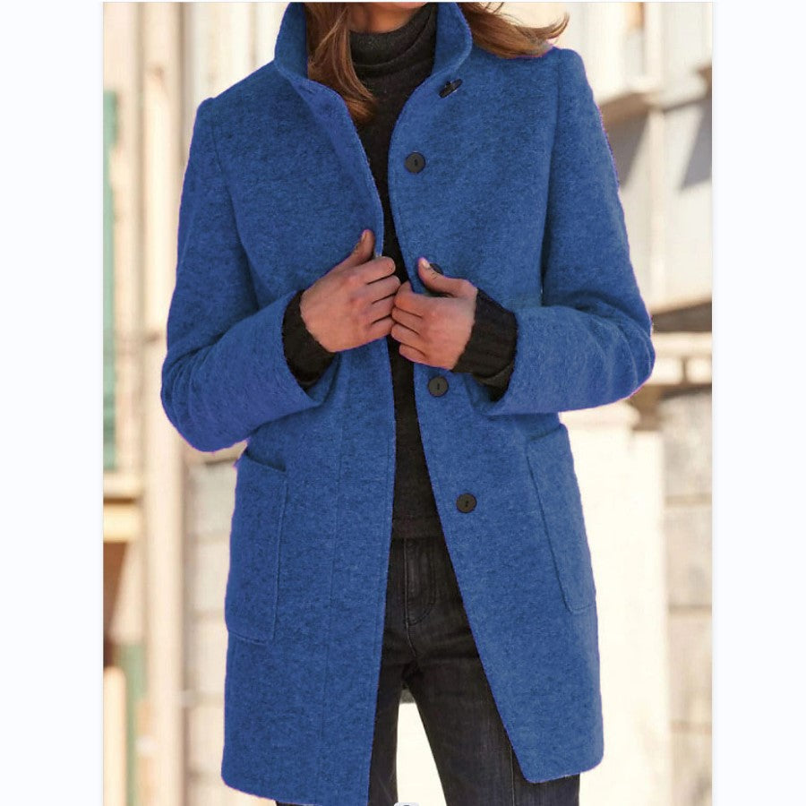 Autumn™ – Retro-Damen-Windjacke mit Knöpfen und Stehkragen