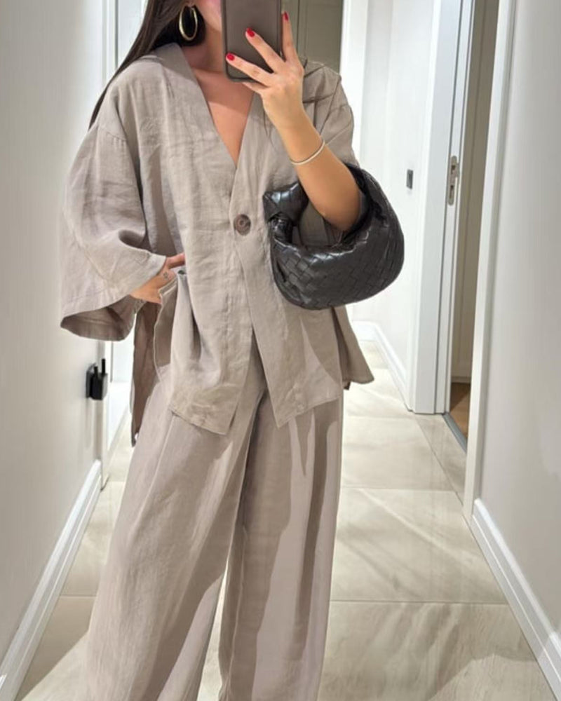 THARAH | Casual V-Neck Set