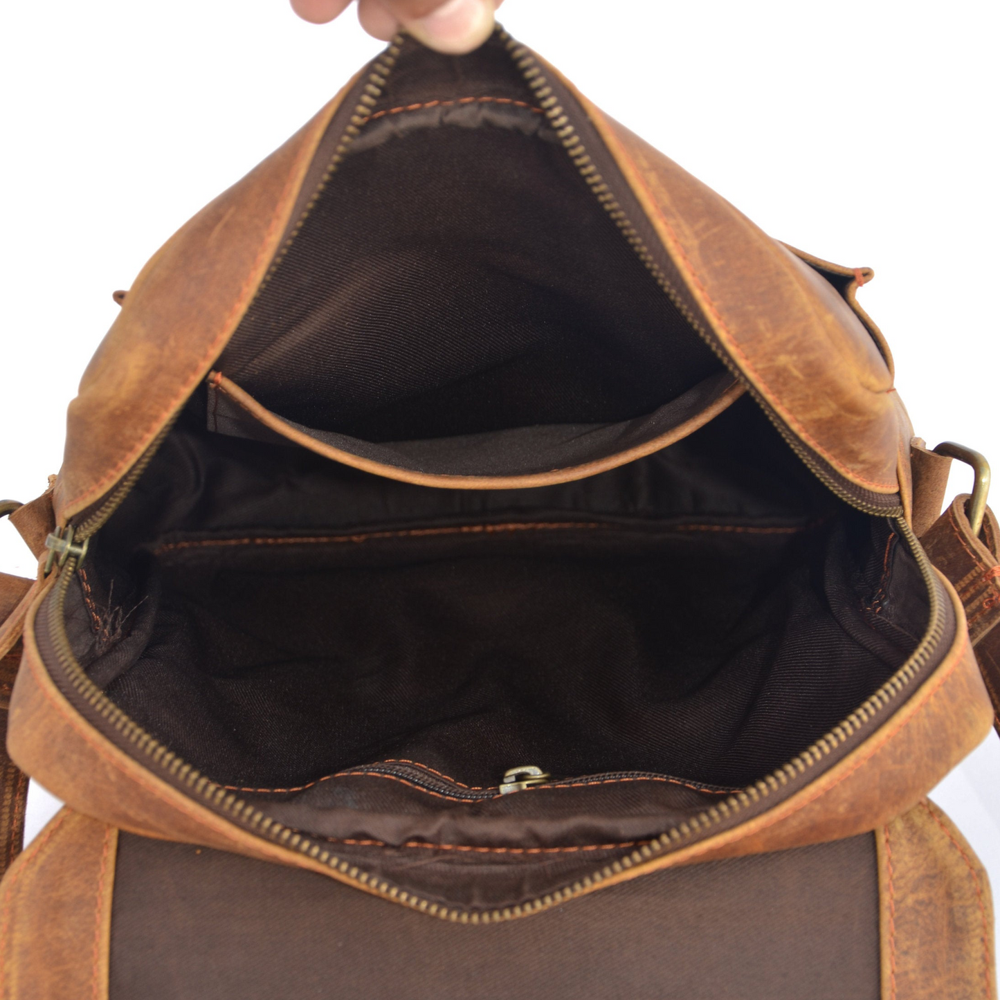 Braune Vintage-Leder-Crossover-Tasche