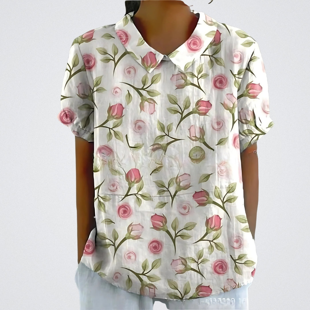 Lina | Bluse aus floralem Leinen