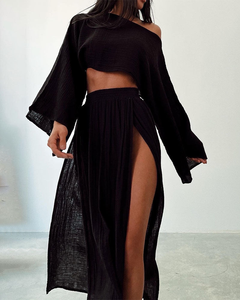 THARAH | Boho-Crop-Top und Maxi-Rock-Sets