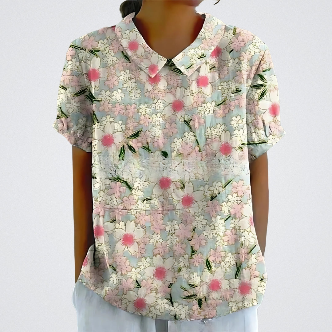 Lina | Bluse aus floralem Leinen