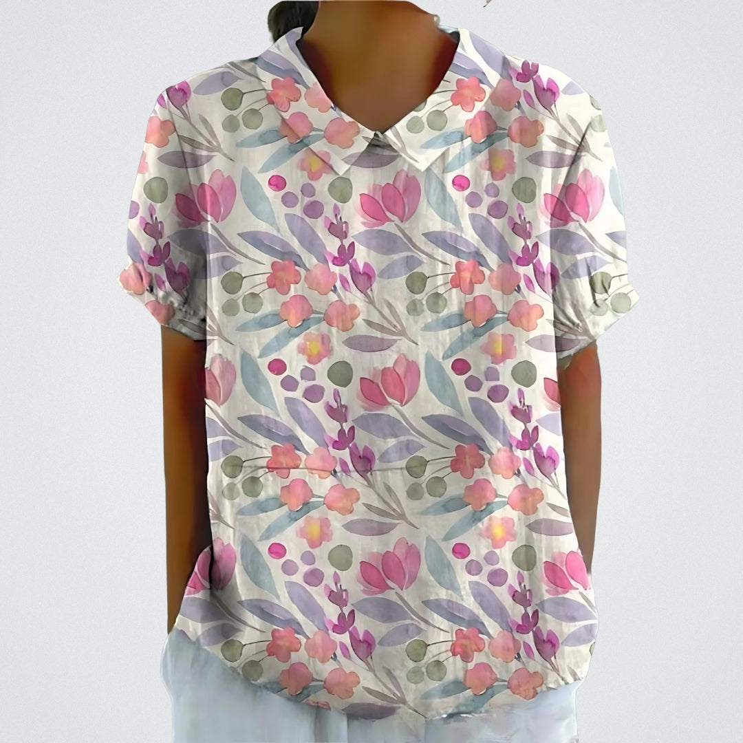 Lina | Bluse aus floralem Leinen