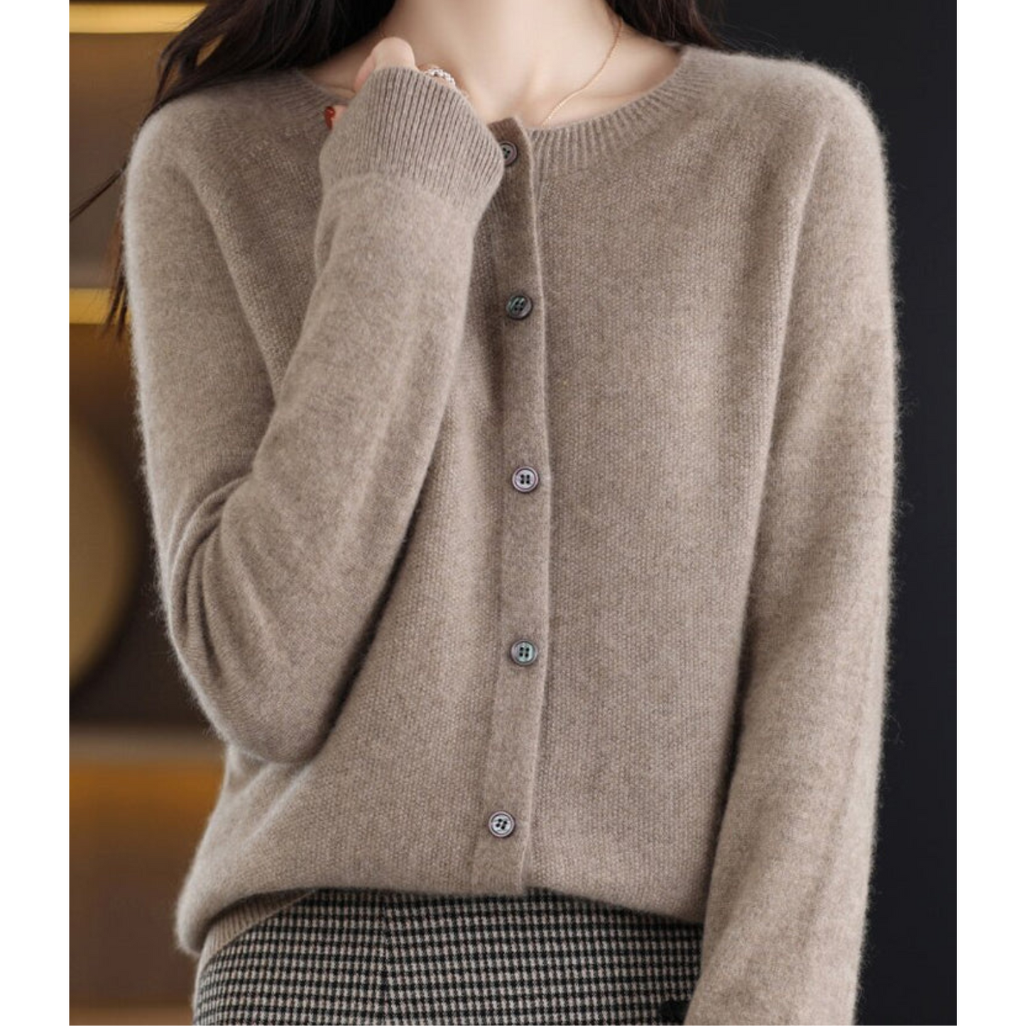 THARAH | Damen O-Ausschnitt Strickjacken-Pullover