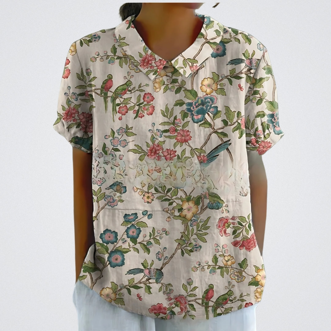 Lina | Bluse aus floralem Leinen