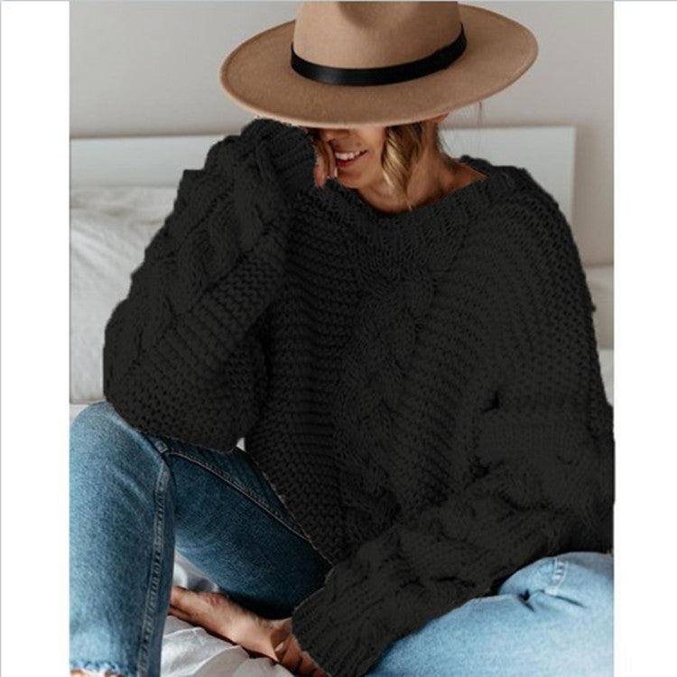 Atlena | Damen-Strickpullover im Chunky-Look mit Zopfmuster und lockerer Passform