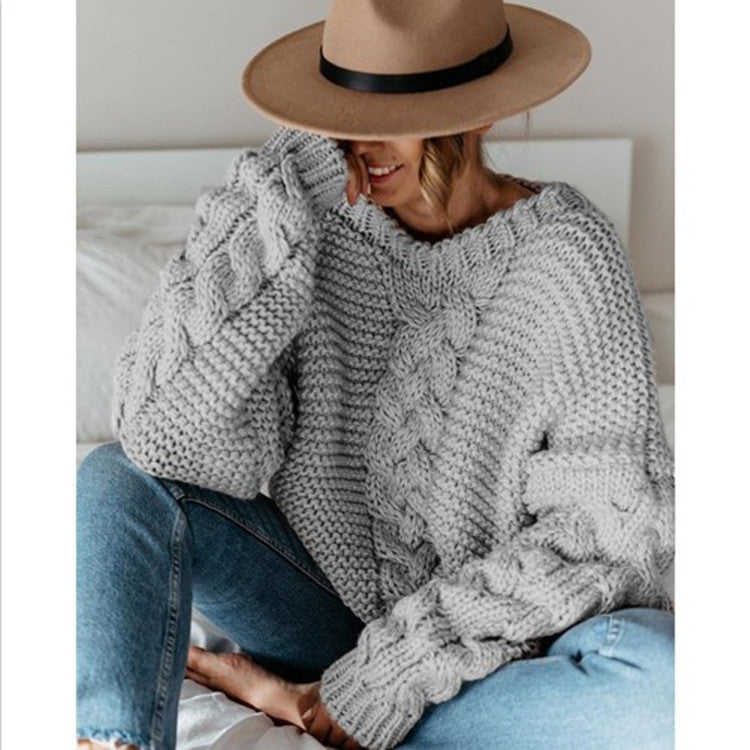Atlena | Damen-Strickpullover im Chunky-Look mit Zopfmuster und lockerer Passform