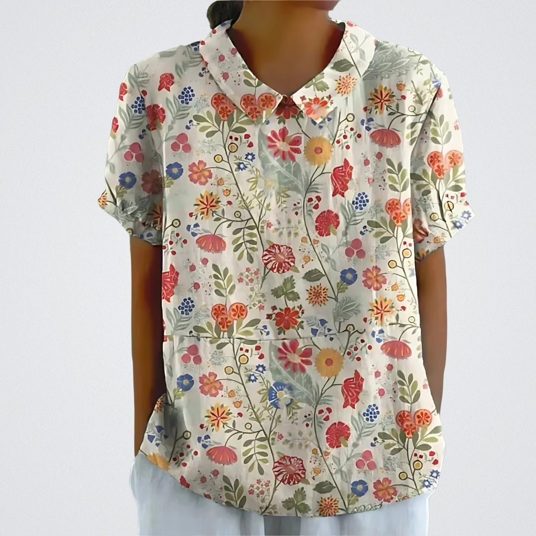 Lina | Bluse aus floralem Leinen