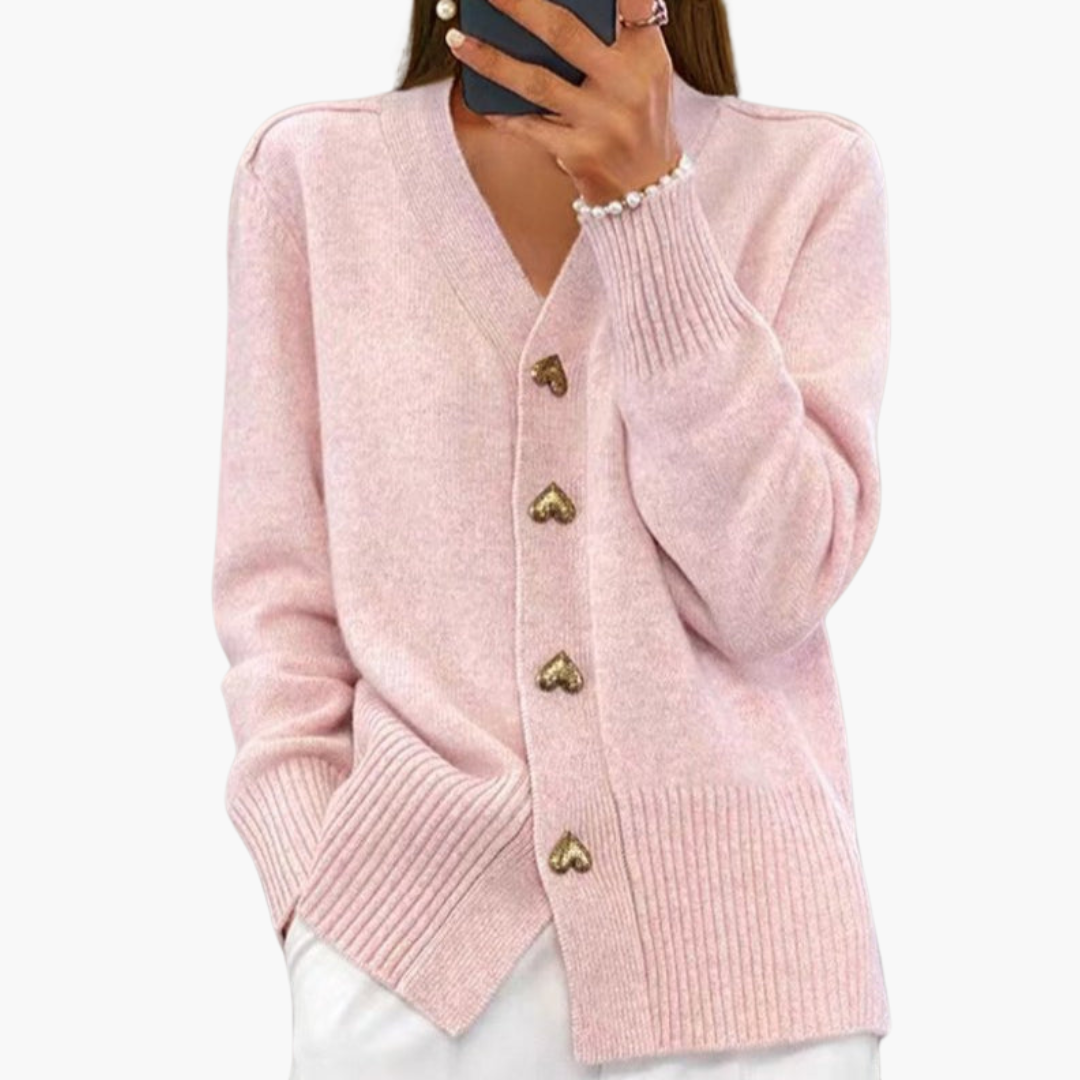Holly | Eleganter Cardigan mit Herzknöpfen