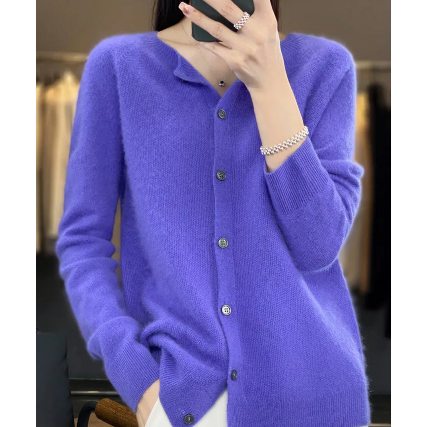 THARAH | Damen O-Ausschnitt Strickjacken-Pullover