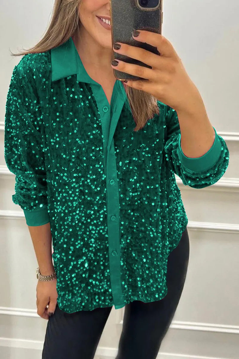 CIARA™ - Schimmerndes Pailletten-Shirt