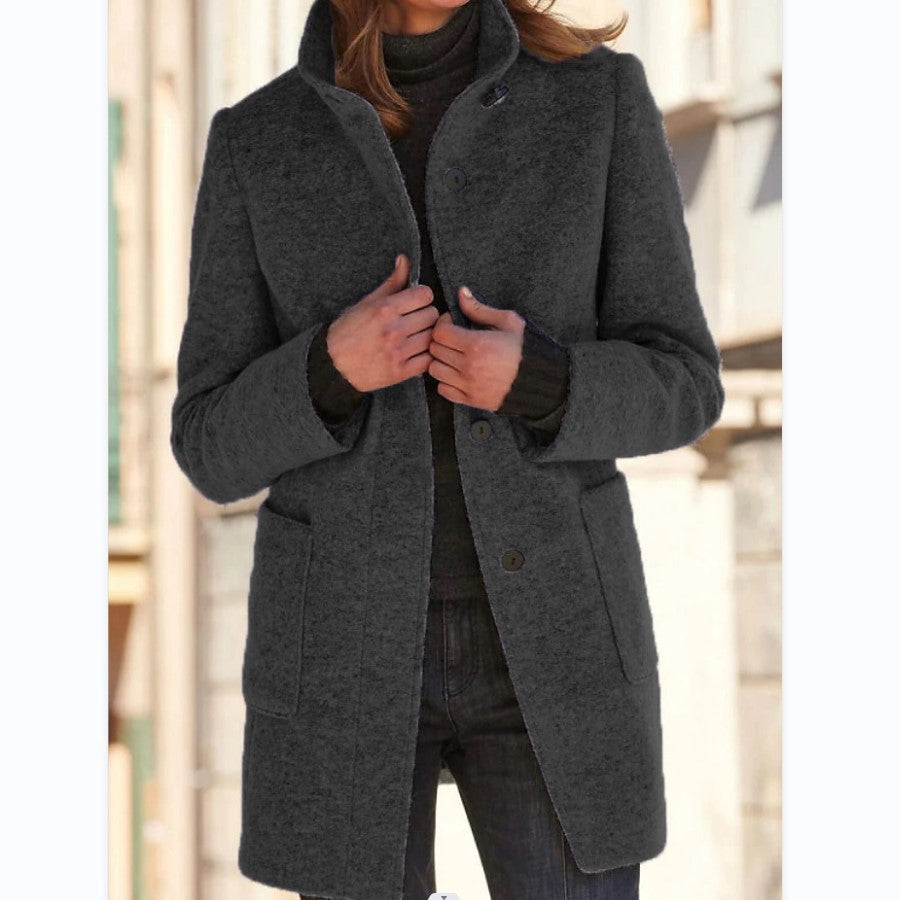 Autumn™ – Retro-Damen-Windjacke mit Knöpfen und Stehkragen