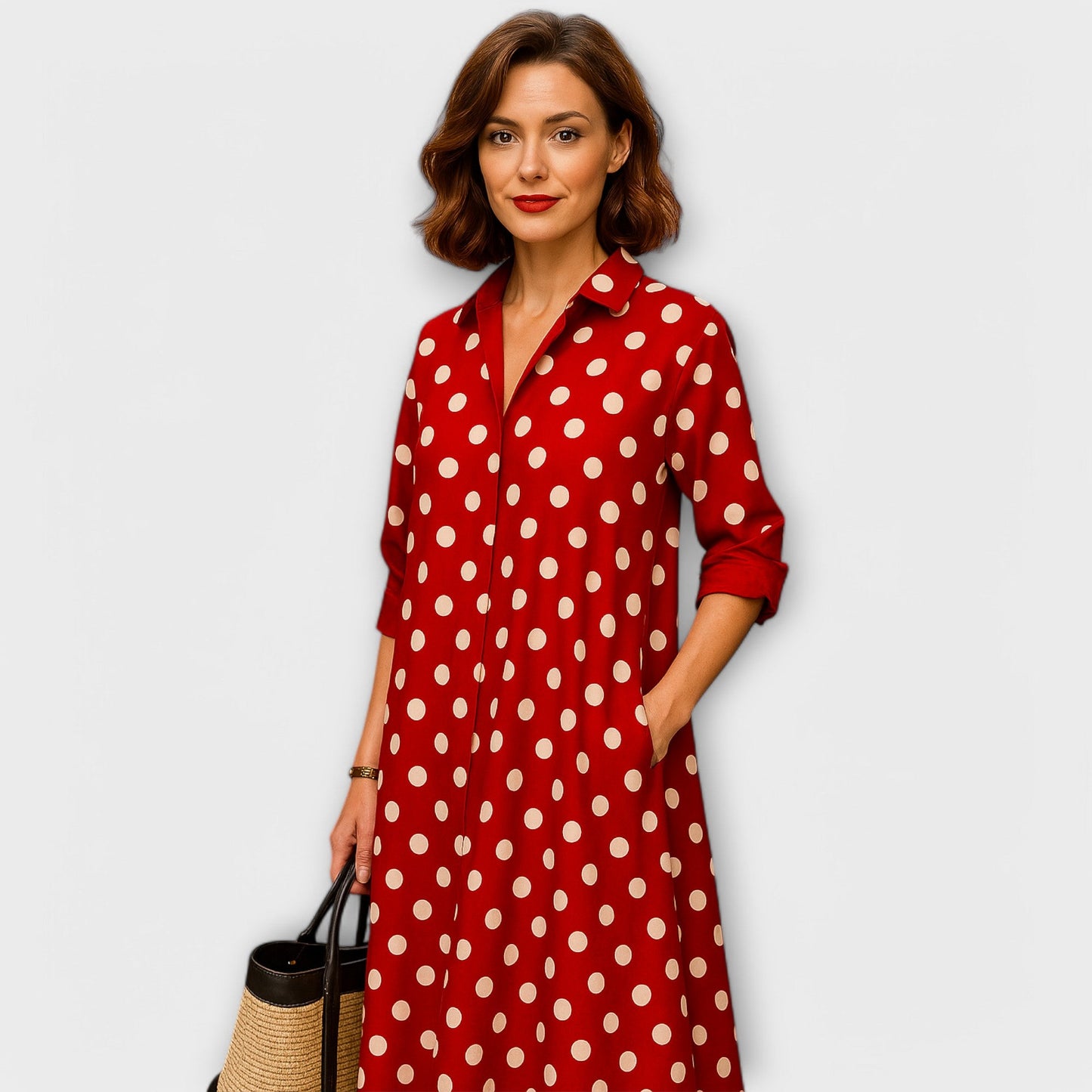 THARAH | Modernes Hemdkleid mit Kragen und Dreiviertel-Ärmeln