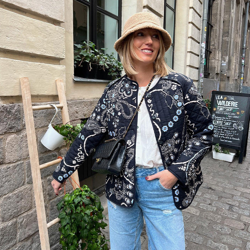 Luna™ - Vintage Floral Gequilteter Baumwollmantel
