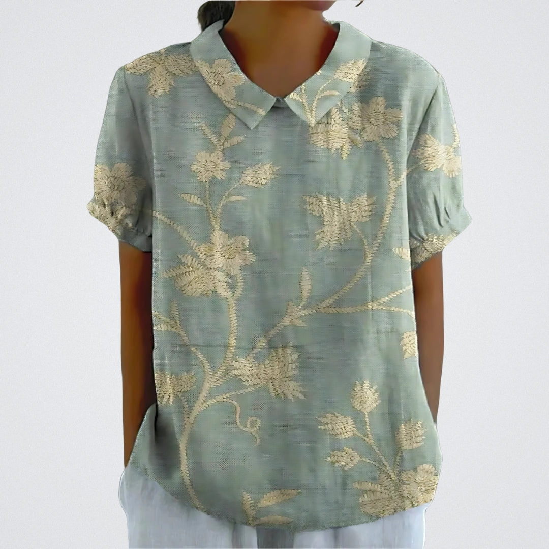 Lina | Bluse aus floralem Leinen