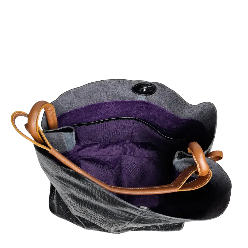 Aubrey Reptil Schwarze Damen Lederhandtasche