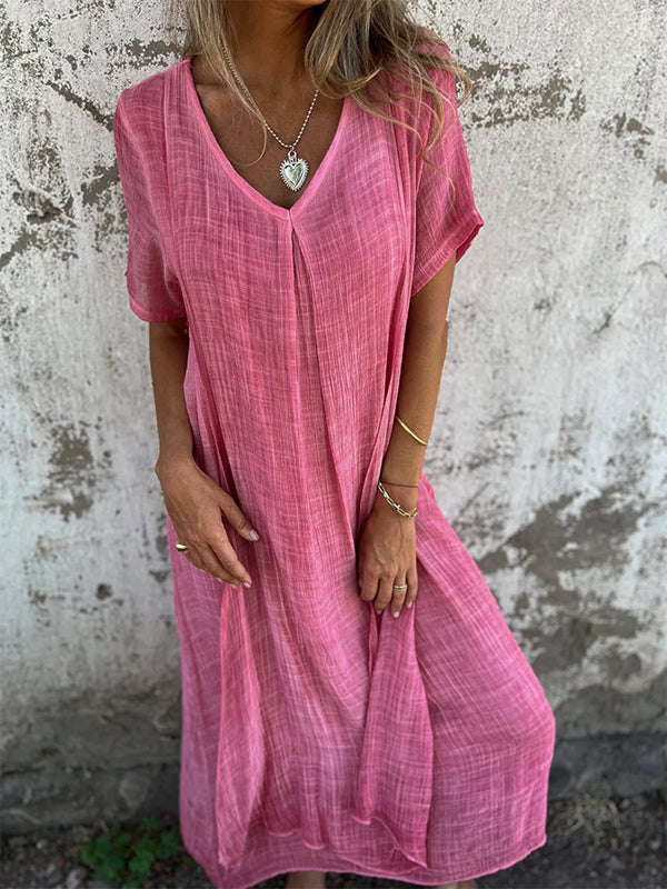 HILDBURG I BEQUEMES MIDIKLEID MIT V-AUSSCHNITT