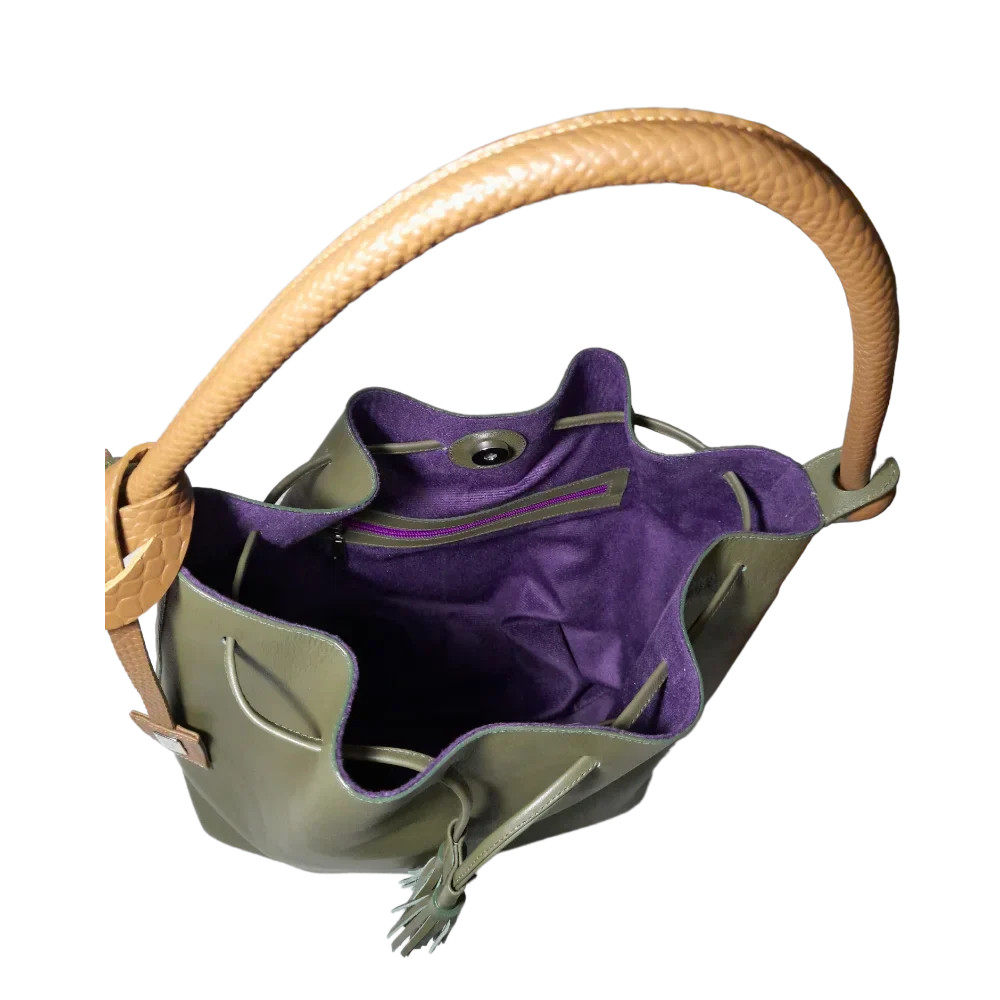 Olivegrüne Jade Damen-Lederhandtasche