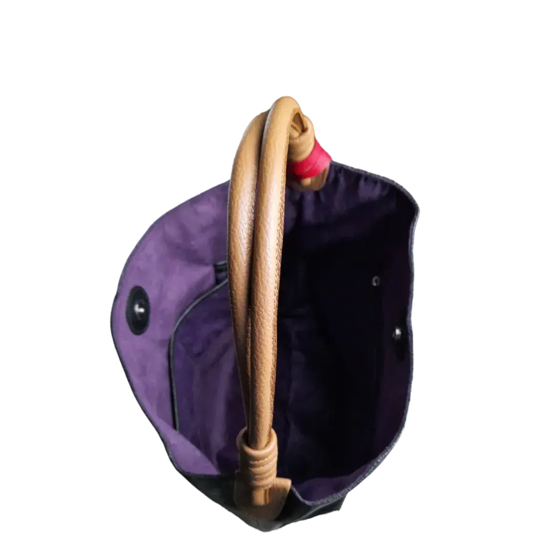 Leah Schwarze Damen Lederhandtasche