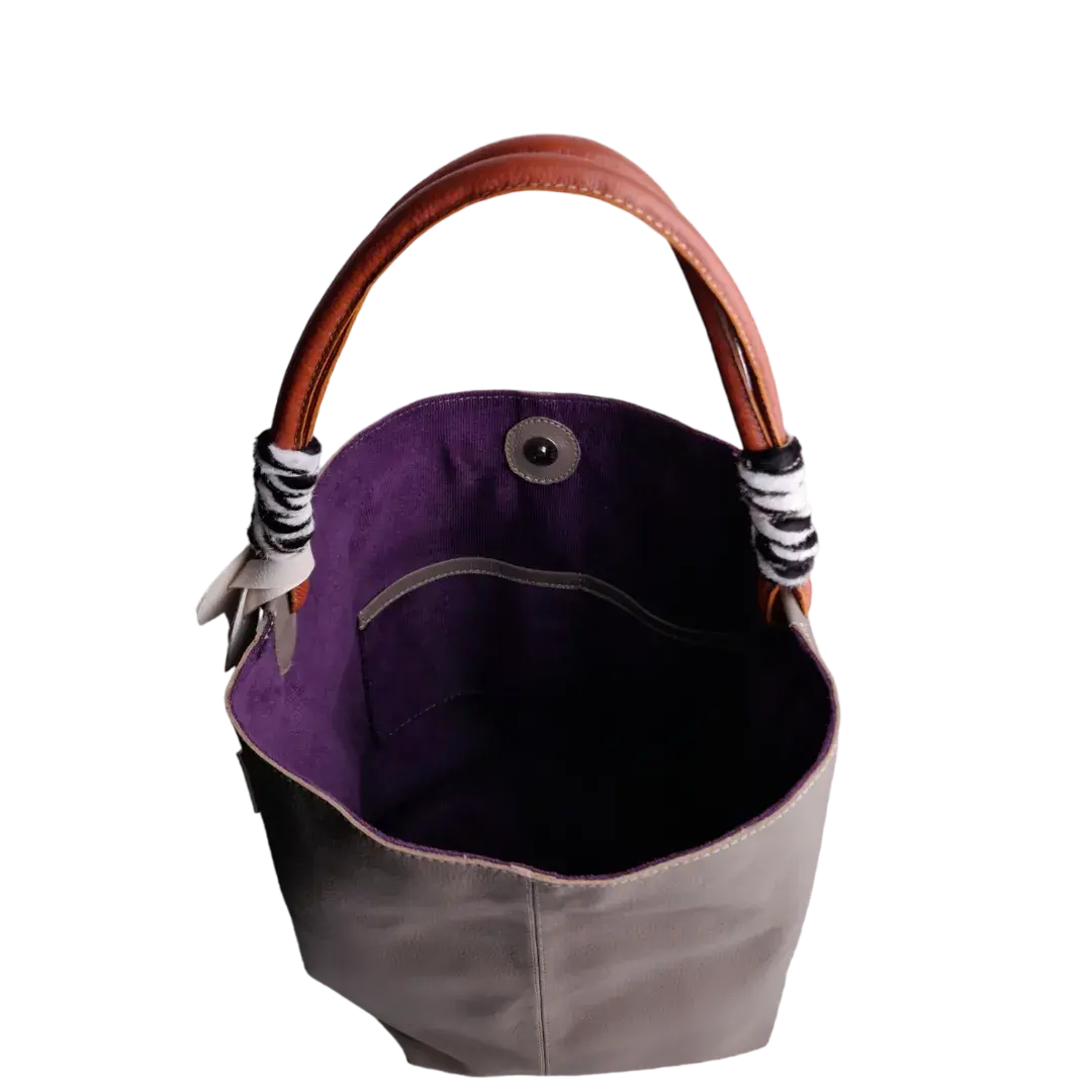 Leah Taupe Damen Lederhandtasche