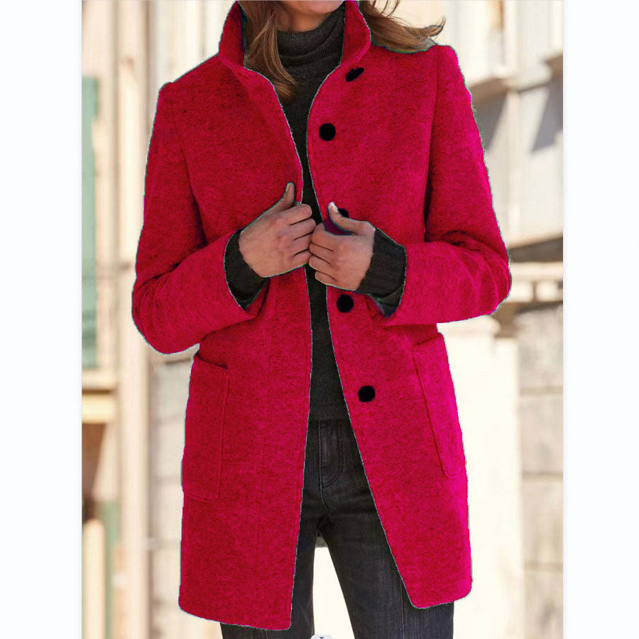 Autumn™ – Retro-Damen-Windjacke mit Knöpfen und Stehkragen