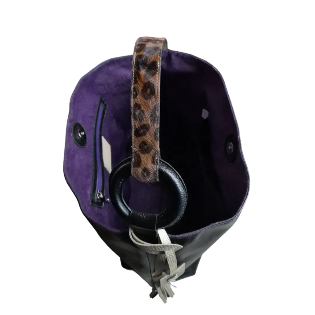 Nora schwarze Lederhandtasche für Frauen