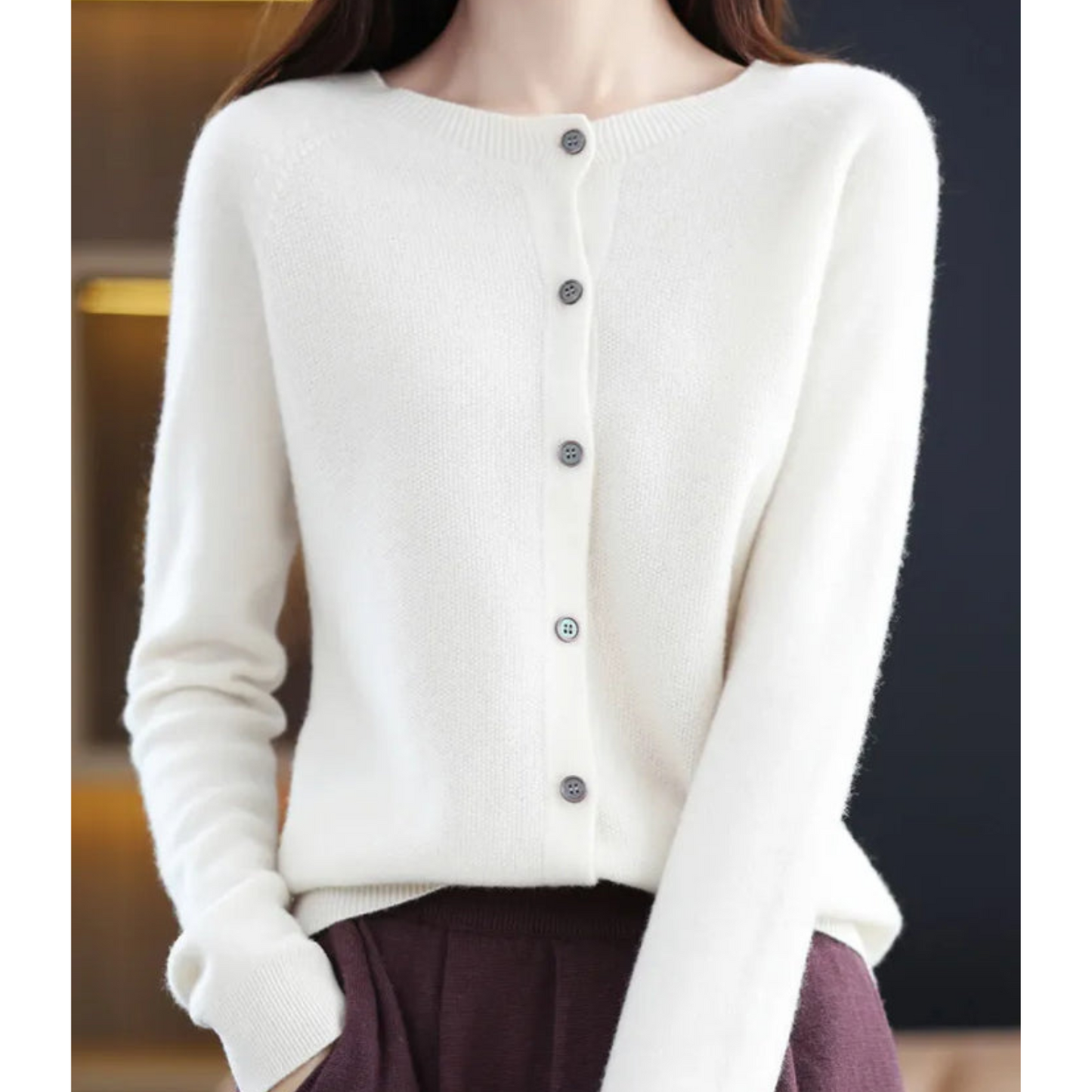 THARAH | Damen O-Ausschnitt Strickjacken-Pullover