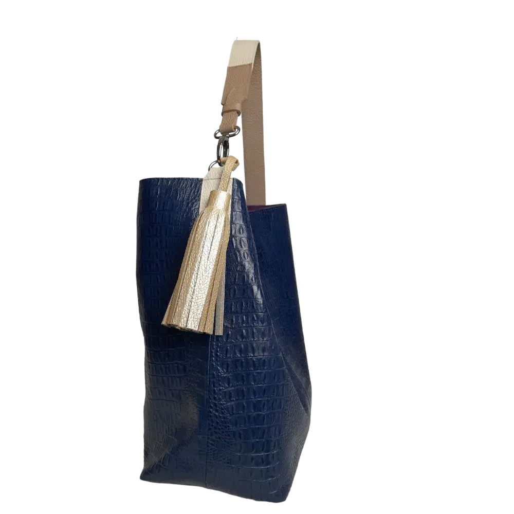 Serenity Damen-Lederhandtasche in dunkelblauem Reptilleder