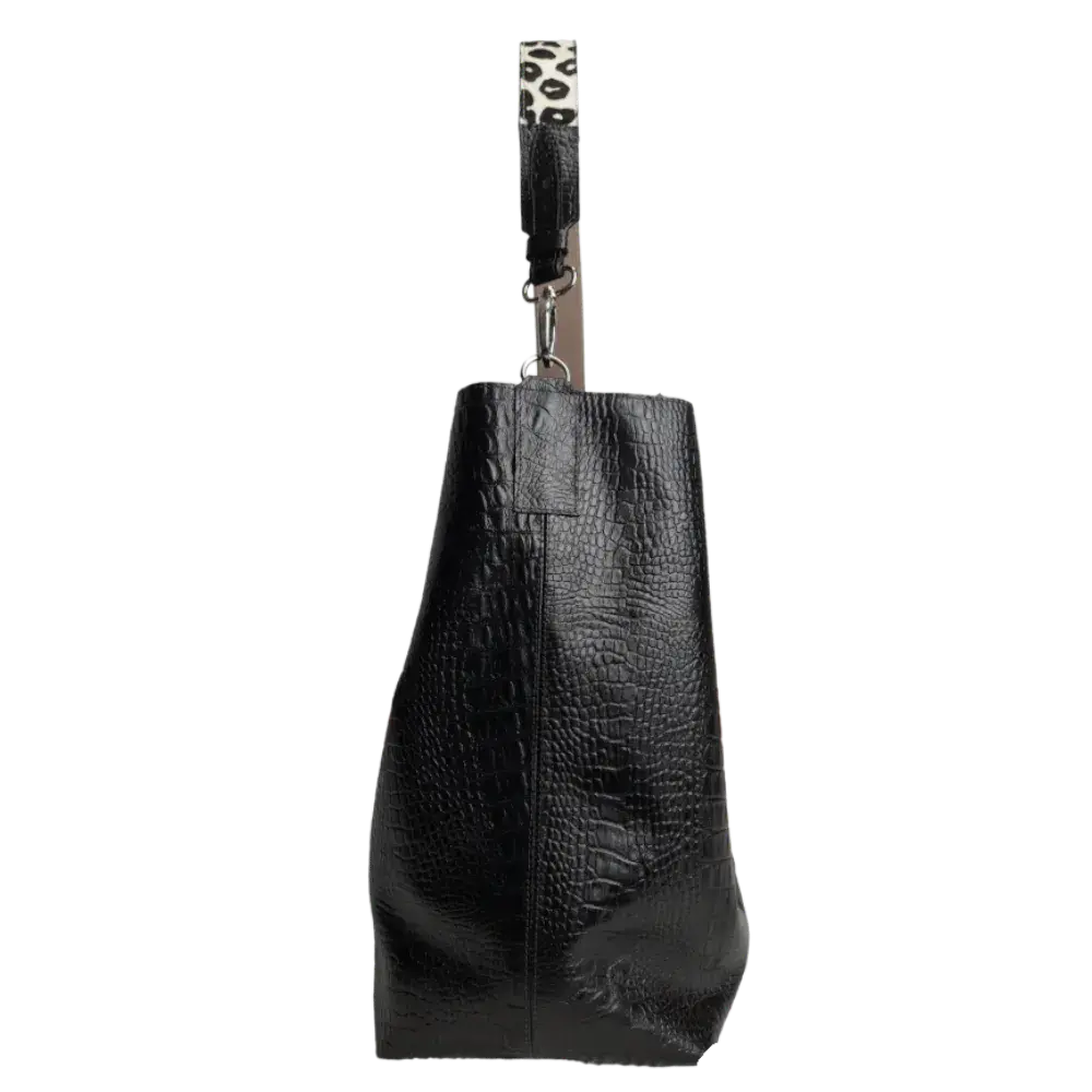 Serenity Reptil Schwarze Damen-Lederhandtasche