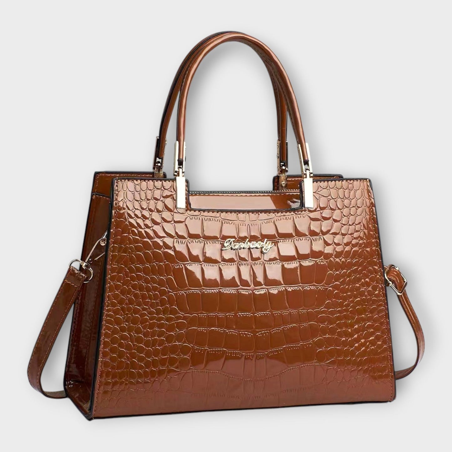 Olivia – Glänzende Handtasche mit Krokodilmuster