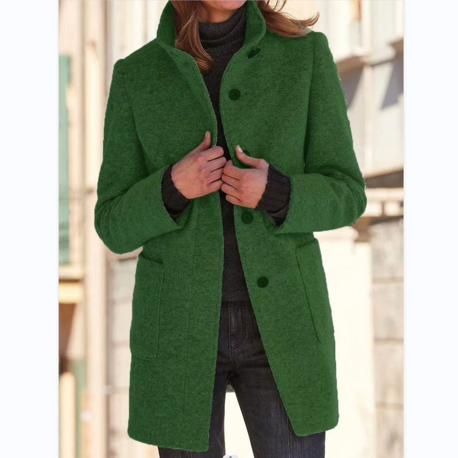 Autumn™ – Retro-Damen-Windjacke mit Knöpfen und Stehkragen