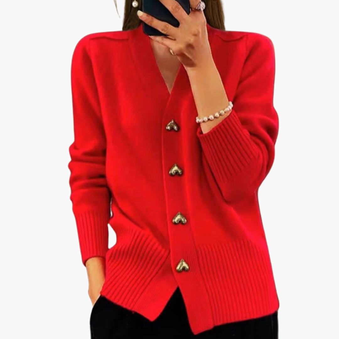 Holly | Eleganter Cardigan mit Herzknöpfen
