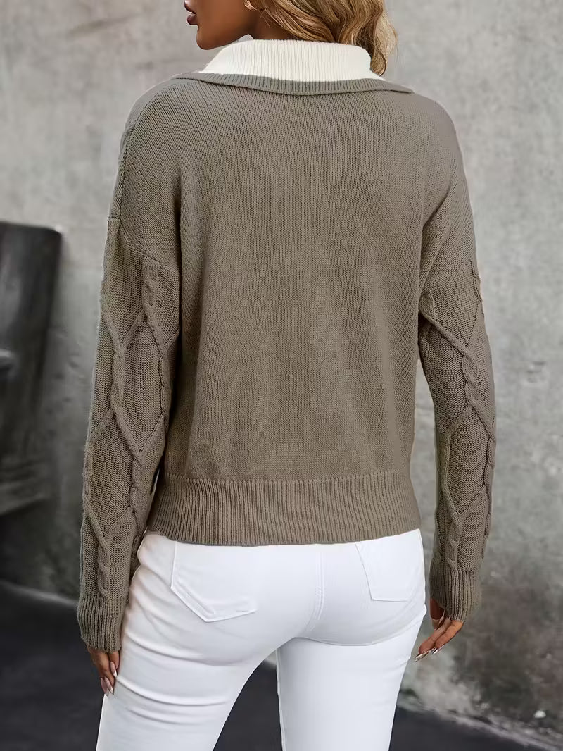 Mahalia™ | Strickpullover mit Kragen und Zopfmuster