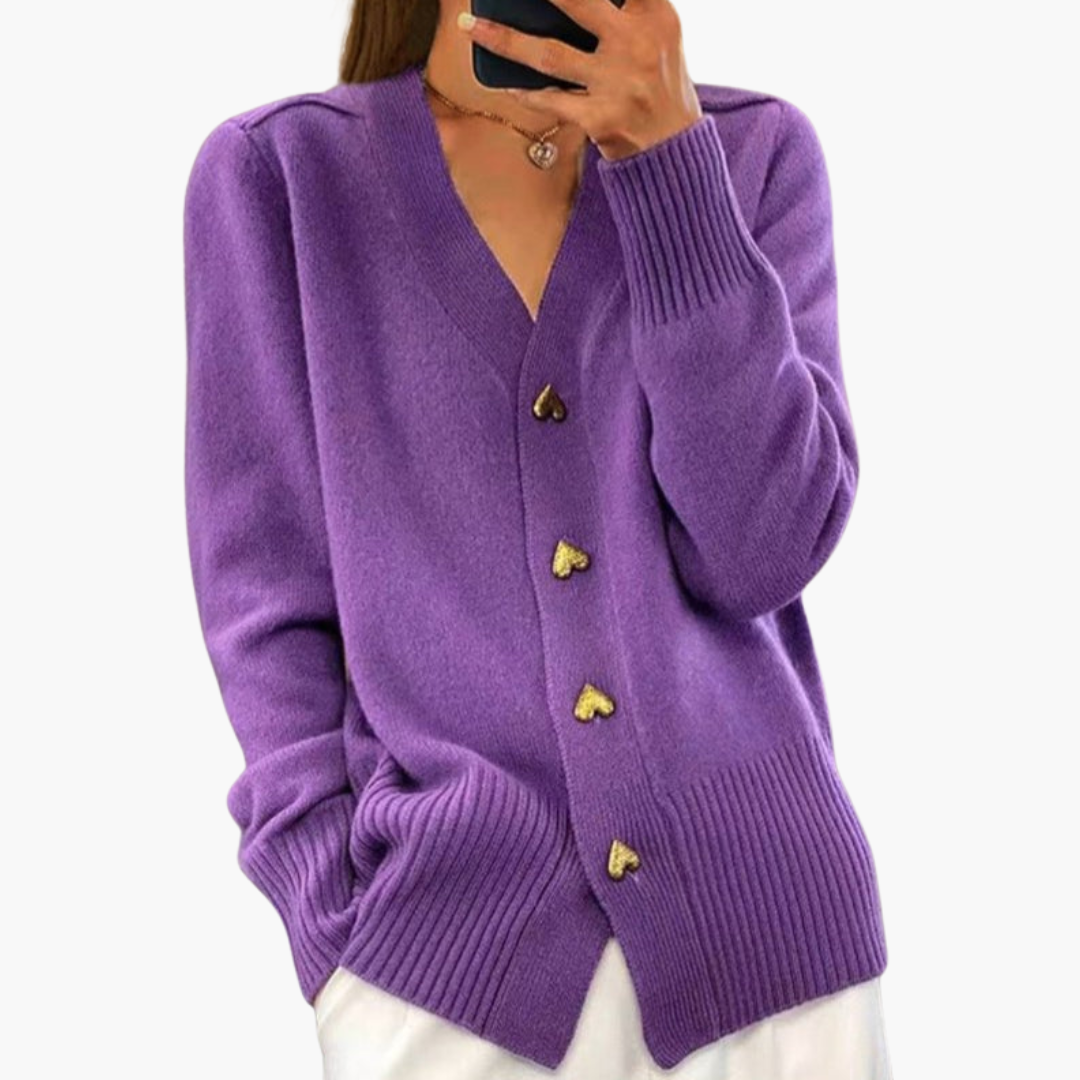 Holly | Eleganter Cardigan mit Herzknöpfen