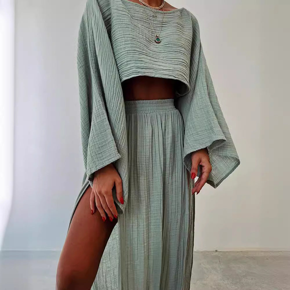 THARAH | Boho-Crop-Top und Maxi-Rock-Sets