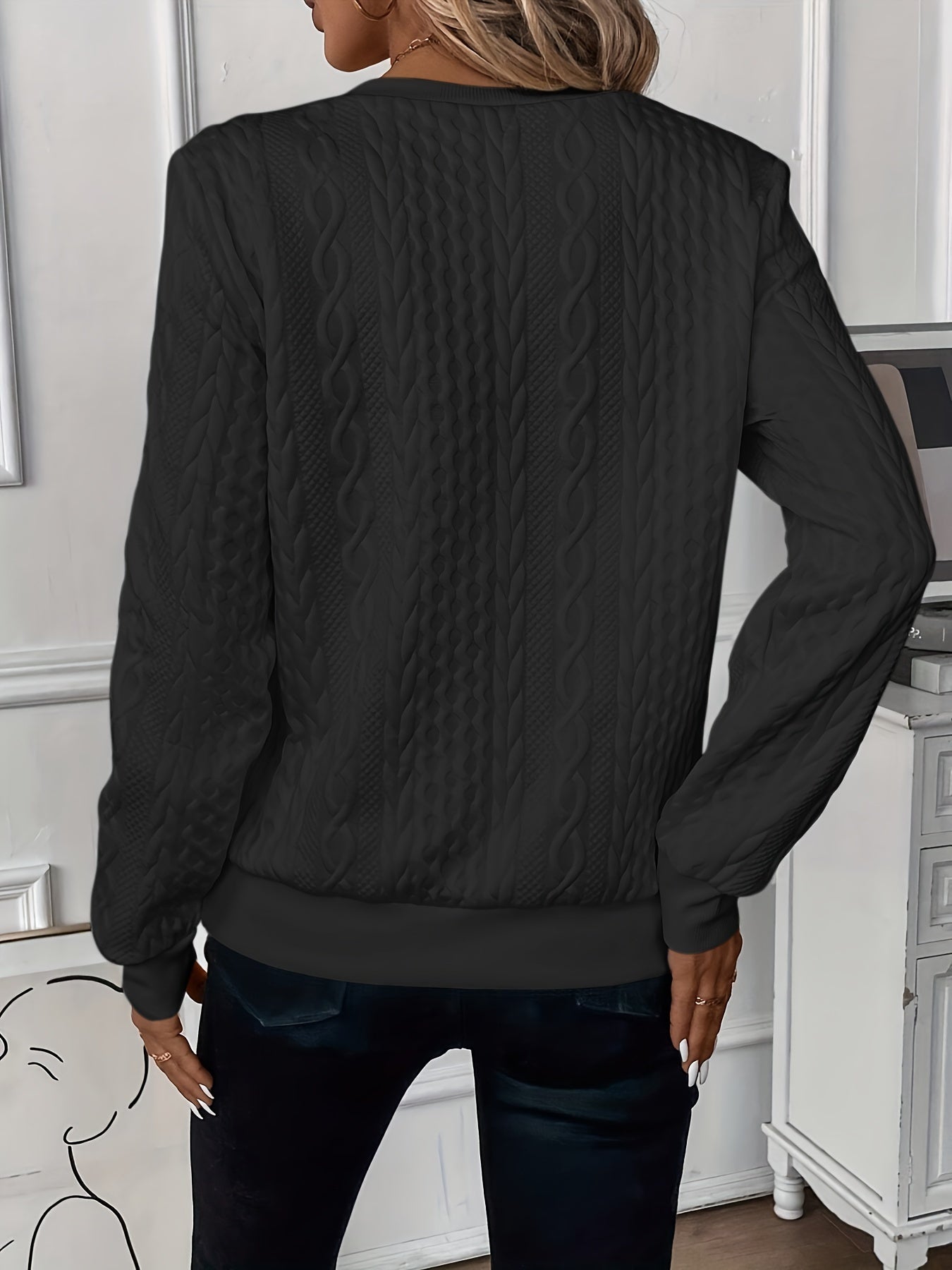 Amalie | Reißverschluss-Strickpullover mit Zopfmuster