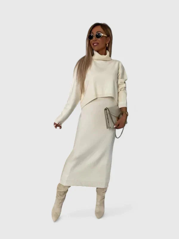 Chrystahl | Elegantes Kleid- und Rollkragenpullover-Set