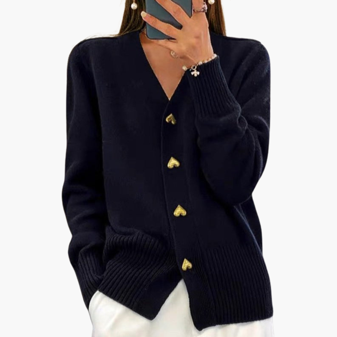 Holly | Eleganter Cardigan mit Herzknöpfen