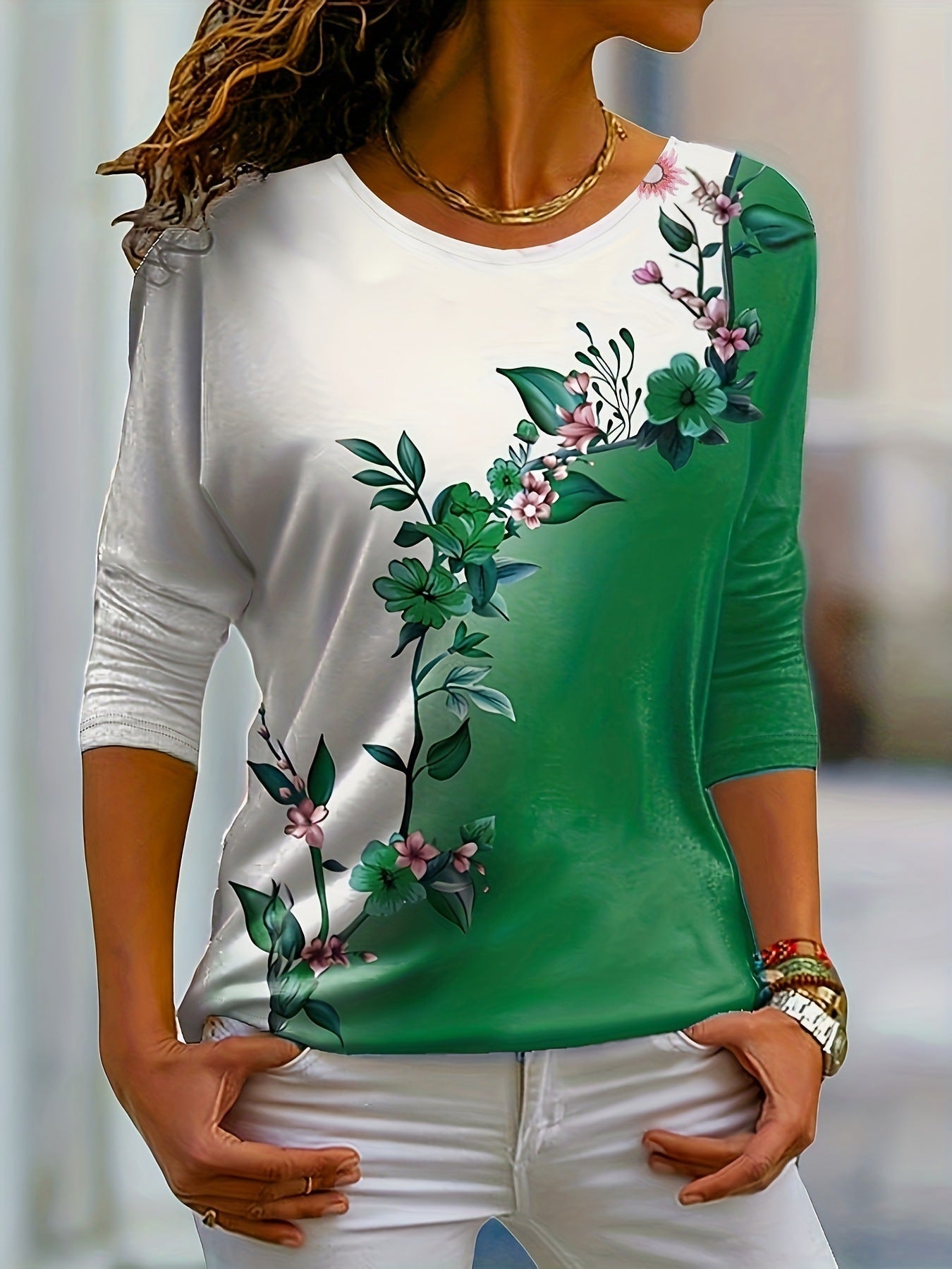Lilas Blüten Color-Block Top