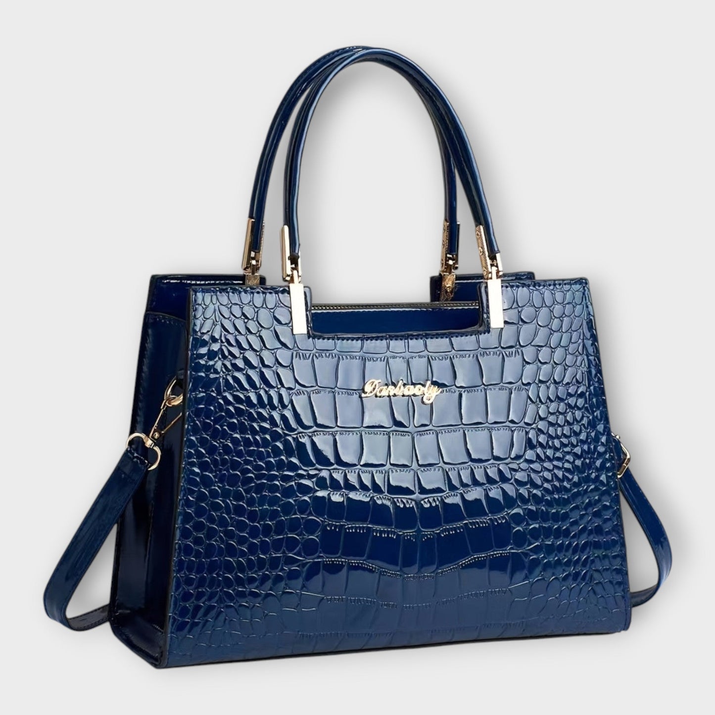 Olivia – Glänzende Handtasche mit Krokodilmuster