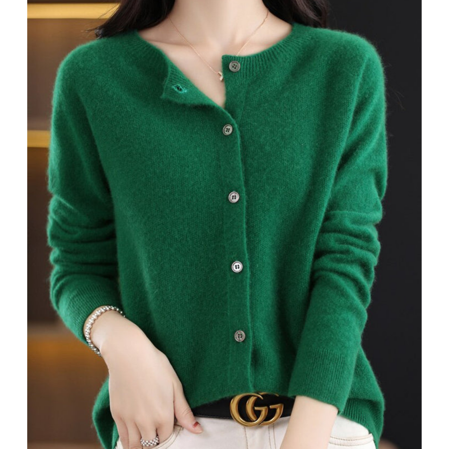 THARAH | Damen O-Ausschnitt Strickjacken-Pullover