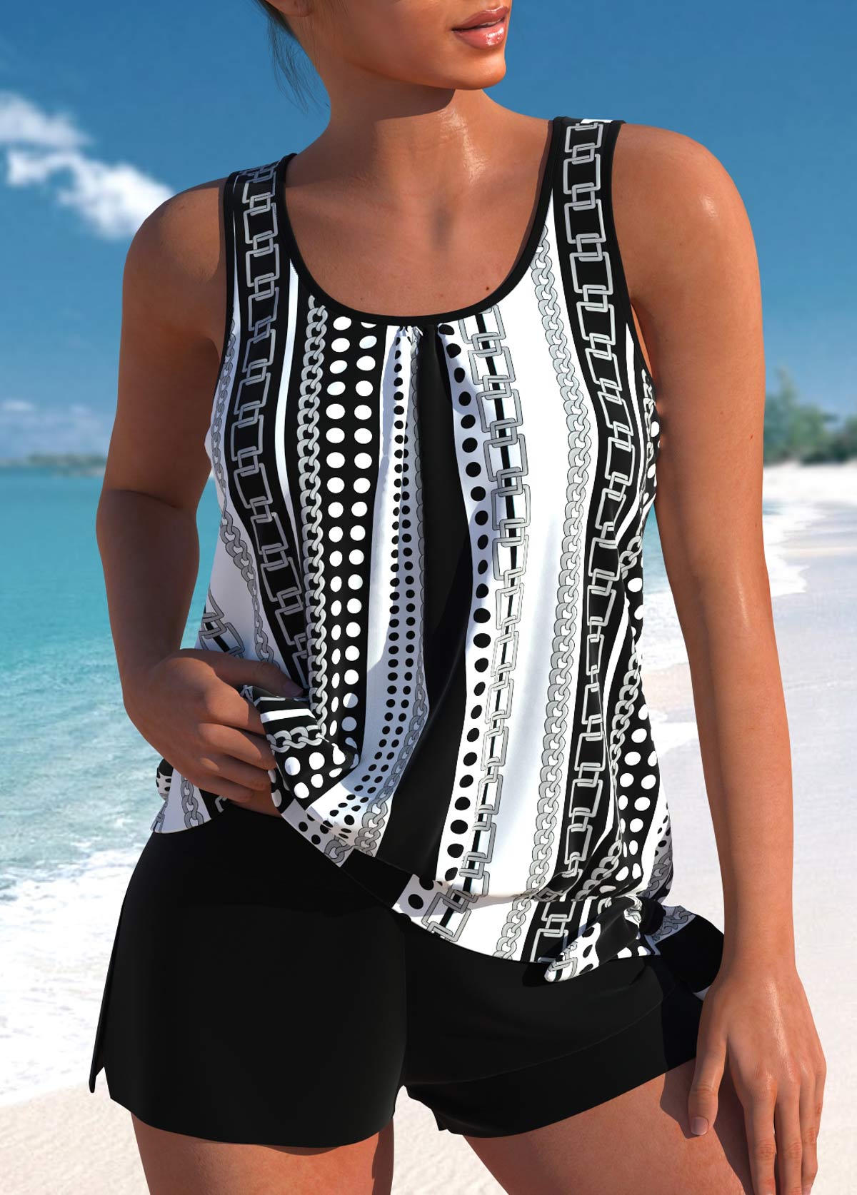 Ari | Schicker asymmetrischer High-Waist-Tankini | Letzter Tag 80 % Rabatt!