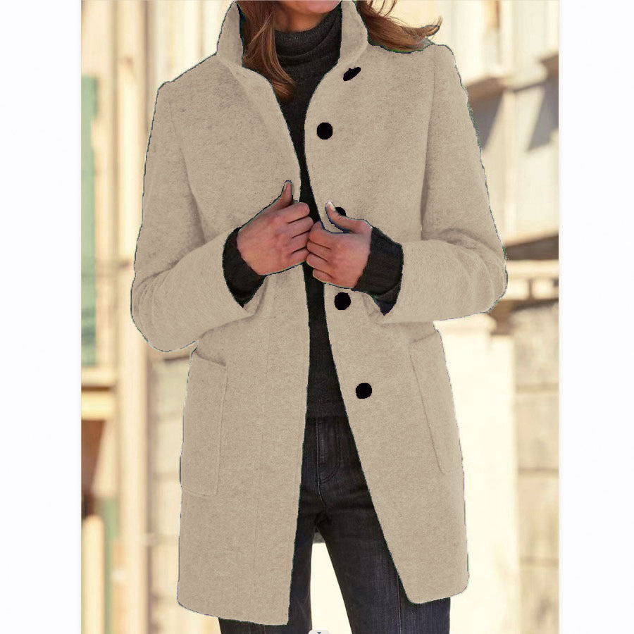 Autumn™ – Retro-Damen-Windjacke mit Knöpfen und Stehkragen