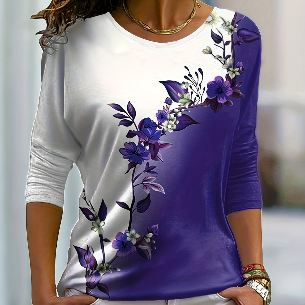 Lilas Blüten Color-Block Top