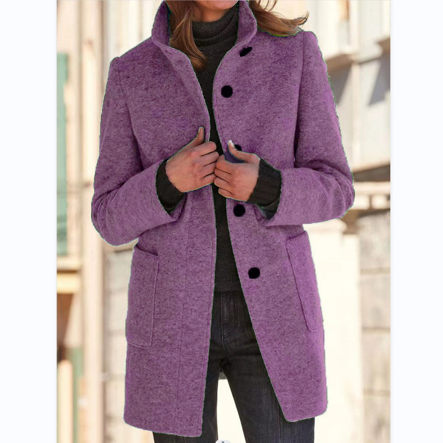 Autumn™ – Retro-Damen-Windjacke mit Knöpfen und Stehkragen