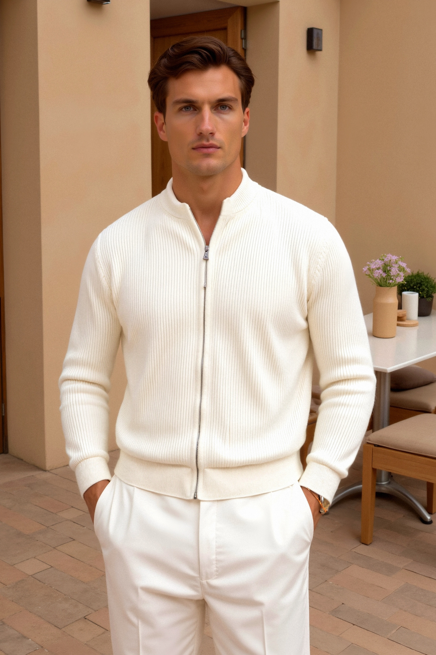 Luxuriöse Feinstrick-Cardigan mit Rundhalsausschnitt