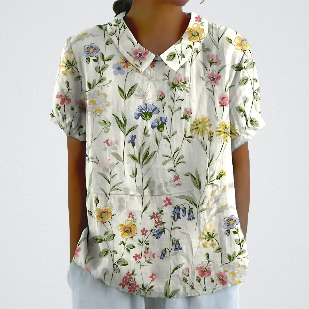 Lina | Bluse aus floralem Leinen