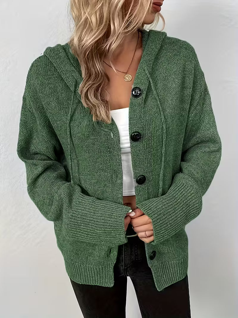 Karalina™ | Strickcardigan mit Zopfmuster und Knopfleiste
