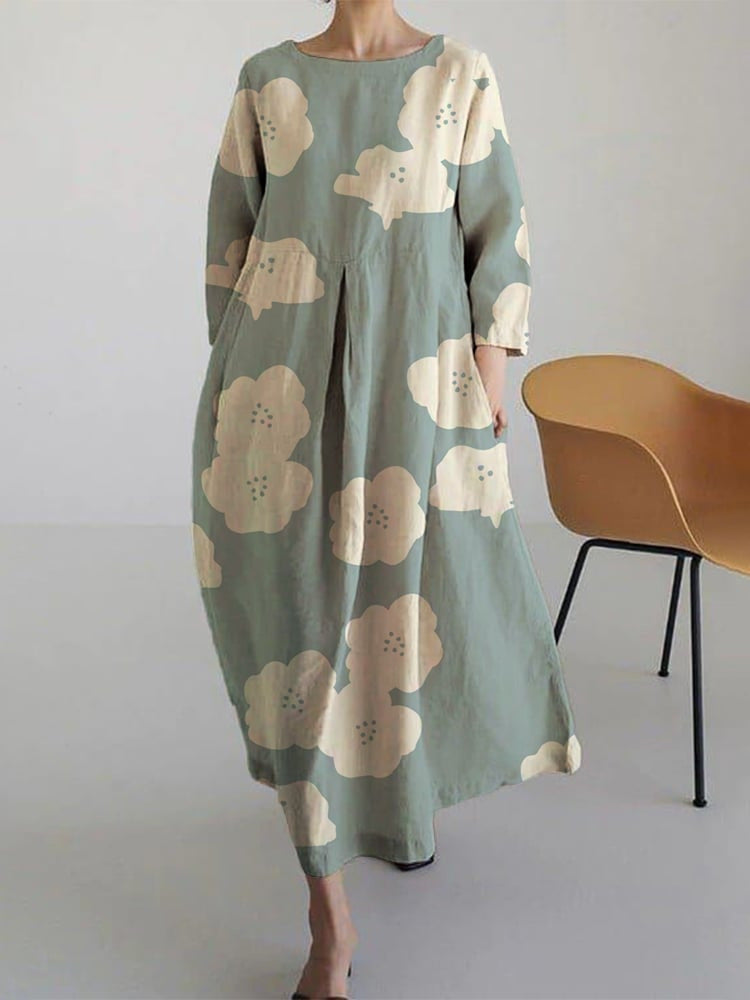 THARAH | Luxus locker sitzend Crew Rundhalsausschnitt Kleid