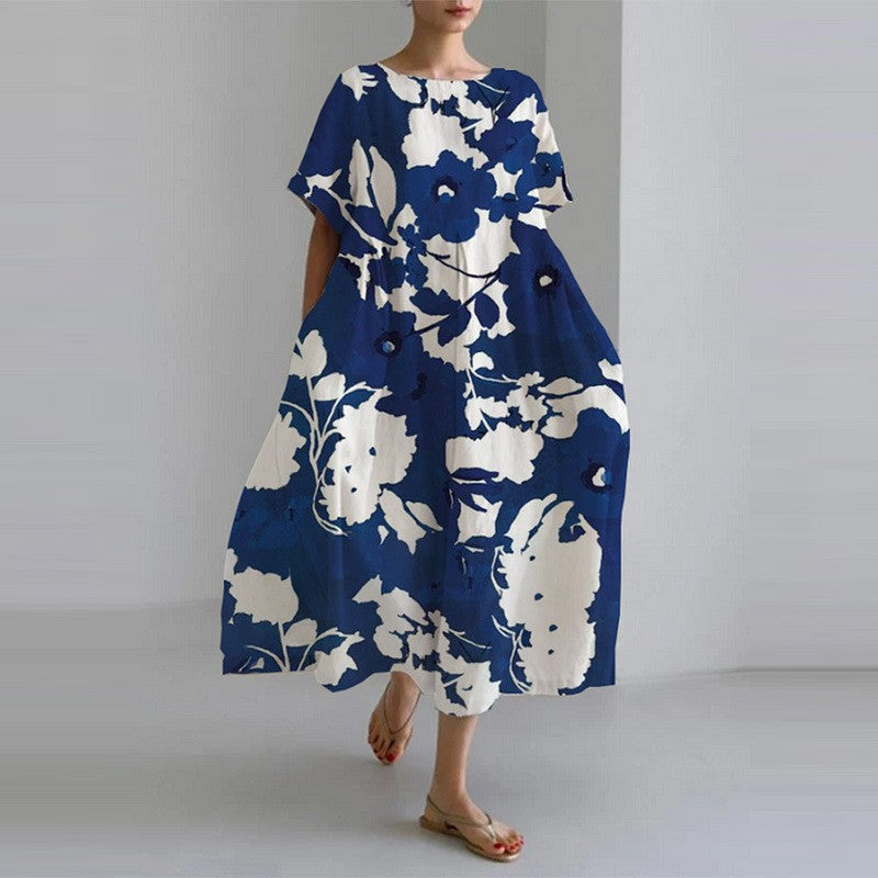 THARAH | Luxus locker sitzend Crew Rundhalsausschnitt Kleid